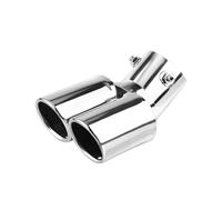 Auspuffblende Endrohr Universal 63MM Einlass Doppelrohr Gebogene Schalldämpfer Spitze Edelstahl Dual Trim Hinten Schwanz Throat Liner Auspuff Endrohre(Silber)