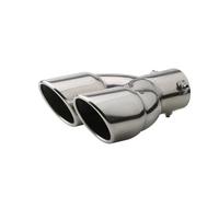 Auspuffblende Für Fahrzeugmodifikationen Doppelrohr-Auspuffanlage Universelle Ausführung Mit Verdicktem Auslass Endrohrschalldämpfer Exhaust Tailpipe(Silver straight)