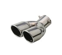 Auspuffblende Für Fahrzeugmodifikationen Doppelrohr-Auspuffanlage Universelle Ausführung Mit Verdicktem Auslass Endrohrschalldämpfer Exhaust Tailpipe(Silver bent)