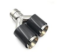 Auspuffblende Glänzender Kohlenstoff-Edelstahl-Universal-Dual-Tip Gleiche Länge Auspuff-Endschalldämpfer-Spitze 1 STÜCKE Für E70 Endrohrblende(63MM IN 101MM OUT)