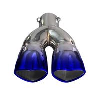 Auspuffblende Herzform-Stil Auto-Auspuff-Schalldämpfer-Endrohr Universal-Edelstahl-Schalldämpfer-Endrohr Doppelrohr-Rohrspitze Einlass 60 Mm Auto-Endrohre(Blue straight)