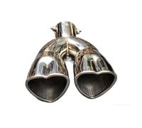 Auspuffblende Herzform-Stil Auto-Auspuff-Schalldämpfer-Endrohr Universal-Edelstahl-Schalldämpfer-Endrohr Doppelrohr-Rohrspitze Einlass 60 Mm Auto-Endrohre(Silver curved)