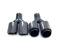 Auspuffblenden 1 Paar Universal-Y-Stil Doppelt Glänzend Schwarze Kohlefaser-Auspuffspitze Endrohr Schalldämpferspitzen Doppelendrohr Quad Tipps Schalldämpfer(ID 83MM-OD 114MM)