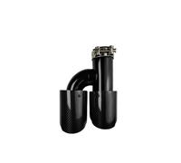 Auspuffblenden 1 Stück Auto Carbon Fiber Universal Endrohr Schalldämpfer Länge Schwarz H-förmig Double Out Twill Glossy Auspuff Schalldämpfer Spitze Schalldämpfer(60mm-89mm-Right)