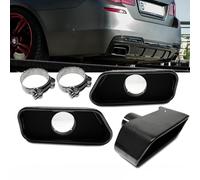 Auspuffblenden / Auspuffendrohr SET Eckig / Oval mit Zubehör für BMW F10 / F11 mit M-Paket in Edelstahl Schwarz Glanz