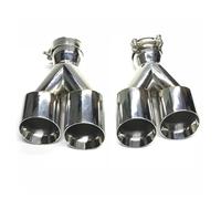 Auspuffdüse 1 Paar 63MM-89MM Doppelschicht Edelstahl Doppelrohr Auspuffrohr Silber Schalldämpferspitze Universal Autozubehör Auspuffblende(48MM IN-76MM OUT)