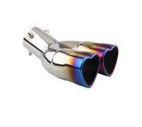 Auspuffdüse Universal Edelstahl Herzform Stil Auto Auspuff Tipps Schalldämpfer Schwanz Doppel-Rohr Rohr Zubehör Auspuffblende(Burnt Blue bent)