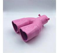 Auspuffdüse Universal Edelstahl Herzform Stil Auto Auspuff Tipps Schalldämpfer Schwanz Doppel-Rohr Rohr Zubehör Auspuffblende(Pink straight)