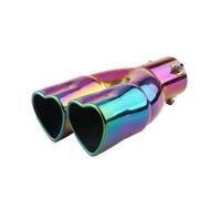 Auspuffdüse Universal Edelstahl Herzform Stil Auto Auspuff Tipps Schalldämpfer Schwanz Doppel-Rohr Rohr Zubehör Auspuffblende(Colorful straight)