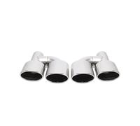Auspuffrohr 1 Paar Ovale Auspuffendrohre Aus Edelstahl 63Mm Einlass 115 X 85Mm Auslass Doppelrohr-Upgrade Für W204 C63 Auspuffblende Endrohr(Silber)