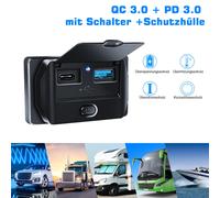 Auto 12V 24V USB Typ c Ladegerät Buchse Licht Einbau Steckdose für KFZ Motorrad~