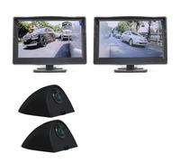 Auto AHD 5-Zoll-Digital-Seitenansicht-Überwachungsspiegel Nachtsicht-HD 720P-Seitenansicht-Toter-Winkel-Kamera Rückfahrkamera(Schwarz)