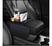 Auto Armlehnenbezug für VW Polo 2018-2023, Auto Armlehne Box PU Leder Verdickter Polster Mittelkonsole Abdeckung,Black