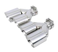 Auto Auspuff Endrohr 2-teiliges Universal-Doppelrohr-Auspuffsystem Aus Edelstahl, Schalldämpfer, Auto-Auspuffspitzenrohre Auspuffblende(IN 60MM OUT 89MM)