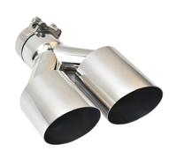 Auto Auspuff Endrohr Edelstahl Auto Universal Schrägmund Schalldämpfer Endrohr Düse Endspitze Ein Punkt Zwei Doppelrohr Dekoratives Rohr Auspuffblende(54MM IN- 89MM OUT)