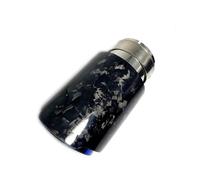 Auto Auspuffblende 1 Stücke Glänzend Geschmiedet Carbon Faser + Blau Edelstahl Schalldämpfer Spitze Universal Auspuffrohr Düse Endrohrverkleidung(ID 86-OD 101)