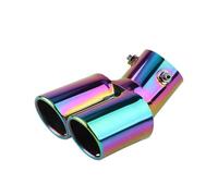 Auto Auspuffblende 1 STÜCKE Universal 63MM Einlass Doppelrohr Gebogene Endrohr Schalldämpfer Spitze Edelstahl Dual Trim Hinten Schwanz Throat Liner Endrohrspitze(Full color)