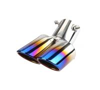 Auto Auspuffblende 1 STÜCKE Universal 63MM Einlass Doppelrohr Gebogene Endrohr Schalldämpfer Spitze Edelstahl Dual Trim Hinten Schwanz Throat Liner Endrohrspitze(Blued)