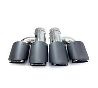 Auto Auspuffblende Auto Carbon Fiber Matt Schalldämpfer Spitze H Form Doppel Ausgang Auspuffrohr Düse Dekoration Universal Edelstahl Endrohrverkleidung(ID 80-OD 89)