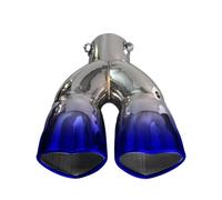 Auto Auspuffblende Herzförmiges Auto-Auspuffendrohr Universelles Edelstahl-Schalldämpfer-Endrohr Doppelrohr-Rohr-Einlass 60 Mm Endrohrspitze(Blue straight)