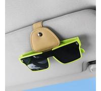 Auto Brillenhalter Magnetisch PU Leder Clip für Sonnenblende Sicherer Halt Sonnenbrille im Fahrzeuginnenraum Stilvolles und funktionales Design (Beige)