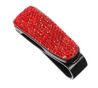 Auto Brillenhalter Sonnenblende mit Strass, Rot, Kunststoff | Ordnet Innenraum, Schützt vor Herunterfallen, Hält Sonnenbrillen und Tickets, für Visier im Fahrzeug