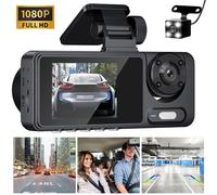 Auto Dashcam Vorne Hinten Kamera, 1080P Auto DVR Kamera Drei-Linsen Dash Kamera
