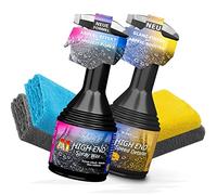 Auto Detailing Bundle: Dr. Wack A1 High End Speed Detailer 0,5L + Dr. Wack A1 High End Spray Wax 0,5L + 4x detailmate Mikrofasertuch 550GSM | Spiegelnder Glanz und Lotuseffekt