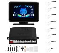 Auto Einparkhilfen Parksensor-Rückfahrradarsystem Für Vorne Und Hinten Unterstützt Tonwarnung/Summer/Stummschaltung Mit 8 Parksensoren Radarsensor-Kits Audioalarme(White)