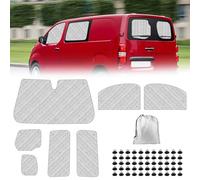 Auto Fensterblenden Kompatibel mit Citroen Jumpy Dispatch Peugeot Expert 2016-2025, 7PCS Thermomatten Fenster Sonnenblende Schwarzes Futter Sonnenschutz Auto Frontscheibe