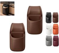 Auto Getränkehalter aus Leder für Fenster Autotür | Der AutoGetränkehalter lässt sich sicher am Türfenster installieren und passt auf die meisten Flaschen Telefone(Brown,2PCS)