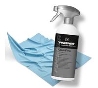 Auto Glasreiniger Set | THE FINISHER ClearView Glasreiniger Spray 500ml + großes streifenfreies Glastuch - Scheibenreiniger für eine kristallklare, streifenfreie Sicht von Fenstern & Glas