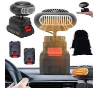 Auto-Heizlüfter,tragbarer Auto-Windschutzscheiben-Entfroster 1500 mAh Akku und Batterieladegerät,Raumheizung für kleine Fahrzeuge,Auto-Windschutzscheiben-Defogger (5-Zellen-Batterie*2)