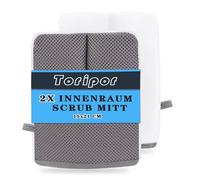 Auto Innenraum Scrub Handschuhe Pads, Mikrofaser Waschschwamm Reinigungspad Set für die Innen Reinigung Pflege von Kunststoff, Polster, Leder, Cockpit & Armaturen - 21x16cm