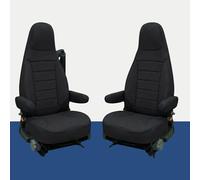 Auto Interieur Meester Sitzbezüge kompatibel Aguti GIS Liner & Milan Wohnmobil, 2-teiliges Set mit Armlehnen, geeignet für Sitze mit integriertem Gurt,passend Pössl,Knaus,Adria,Carthago (Schwarz)