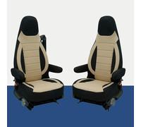 Auto Interieur Meester Sitzbezüge passend kompatibel Aguti GIS Liner & Milan Wohnmobil-Sitze, 2-teiliges mit Armlehnenbezügen, kompatibel mit Pössl, Knaus, Adria, Carthago u.a (Schwarz/Beige)