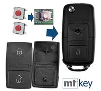 Auto Klapp Schlüssel Funk Fernbedienung Repair Reparatur Set 2X 2 Tasten Tastenfeld + 2X Mikrotaster für VW Seat Skoda