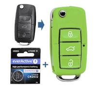 Auto Klapp Schlüssel Gehäuse Grün kompatibel mit VW Polo Beetle Passat Caddy T5 Tiguan EOS Golf