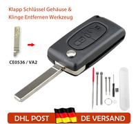 Auto Klapp Schlüssel Gehäuse Rohling VA2 CE0536 für Peugeot Partner Tepee Expert