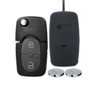 Auto Klapp Schlüssel Gehäuse Zündschlüssel 2 Tasten + 2x CR16 Batterie für AUDI