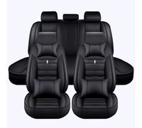 Auto Leder Sitzbezügesets, für VW T-Cross/T-ROC/Tiguan/UP 5-Sitzer Non-Slip Wear-Resistant Auto Full Sets Protektoren Kissen,Luxurious Version-Black