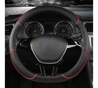 Auto Lenkradbezug für Cupra Ateca/Born/Formentor/Leon/TCR/E-TCR, Carbon Fiber Leder Anti Rutsch Atmungsaktiv Schweißabsorbierend Lenkradbezug Zubehör,D-Black Red