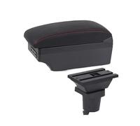 Auto Mittelarmlehne Verlängerung Auto Mittelkonsole Aufbewahrungsbox USB Armlehne Spezial Interieur Renovierung Teile für Mitsubishi Colt (C1 Style Red Line)