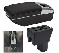 Auto Mittelkonsole Armlehne Ersatz für Suzuki Celerio Leder Armlehnen Aufbewahrungsbox (schwarze Nähte ohne USB)