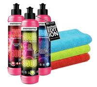 Auto Politur & Versiegelung Set | Menzerna Heavy Cut Compound 400 gegen Kratzer + Super Finish 3500 Hochglanzpolitur + Power Lock Ultimate Protection + 3x Poliertuch 40x40cm | Autopolitur