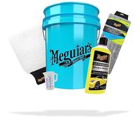 Auto Reiniger und Lackpflege Set | Meguiar's Grit Guard Eimer - Ultimate Wash & Wax - Super Thick Microfiber Wash Mitt - Duo Twist Drying Towel | optimale Reinigung und Glanz - Autoshampoo mit Wachs