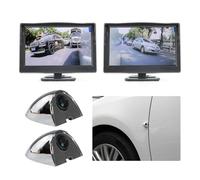 Auto Rückfahrkamera Auto AHD 720P 5" Display Mit Digitaler Seitensichtkamera Toter Winkel HD-Monitor (2 Display + 2 Kameras) Spiegelsystem(Chrom)