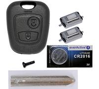 Auto Schlüssel Funk Fernbedienung 1x Gehäuse + 1x Rohling SX9 + 2X Mikrotaster + 1x CR2016 Batterie kompatibel mit Citroen/Peugeot/Toyota