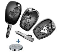 Auto Schlüssel Funk Fernbedienung 1x Gehäuse 2 Tasten + 1x Rohling VAC102 + 1x CR2016 Batterie + 1x Batteriespange kompatibel mit Renault/Dacia/Opel