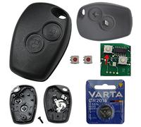 Auto Schlüssel Funk Fernbedienung 1x Gehäuse 2 Tasten + 2X Mikrotaster + 1x CR2016 Batterie kompatibel für Renault/Dacia/Opel